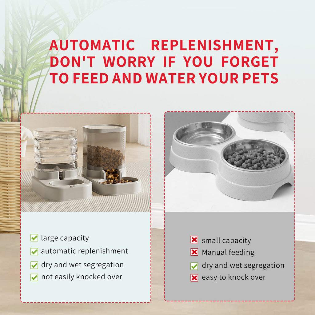 Futter- und Wasserspender für Haustiere – Großes Fassungsvermögen mit automatischer Nachfüllung