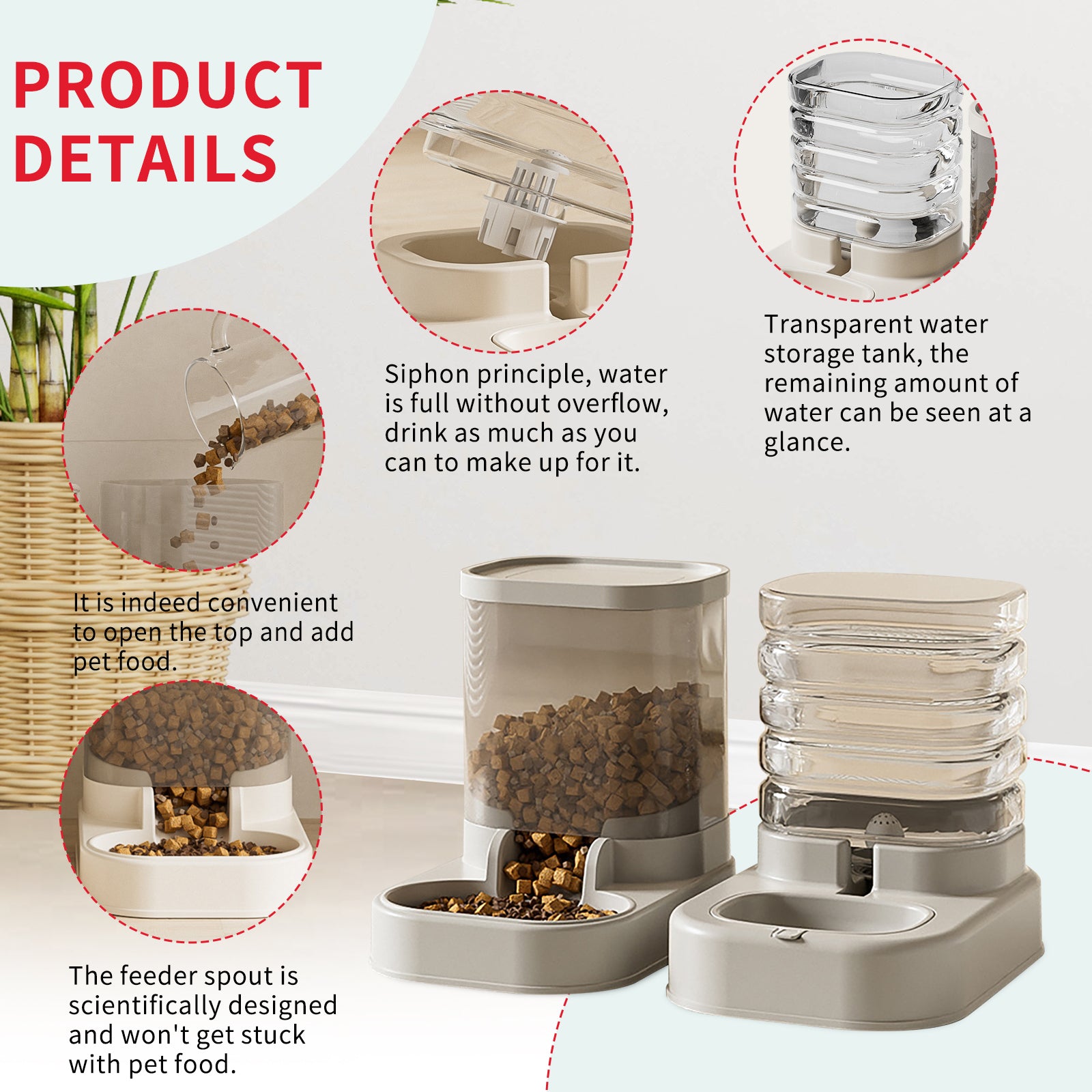 Futter- und Wasserspender für Haustiere – Großes Fassungsvermögen mit automatischer Nachfüllung
